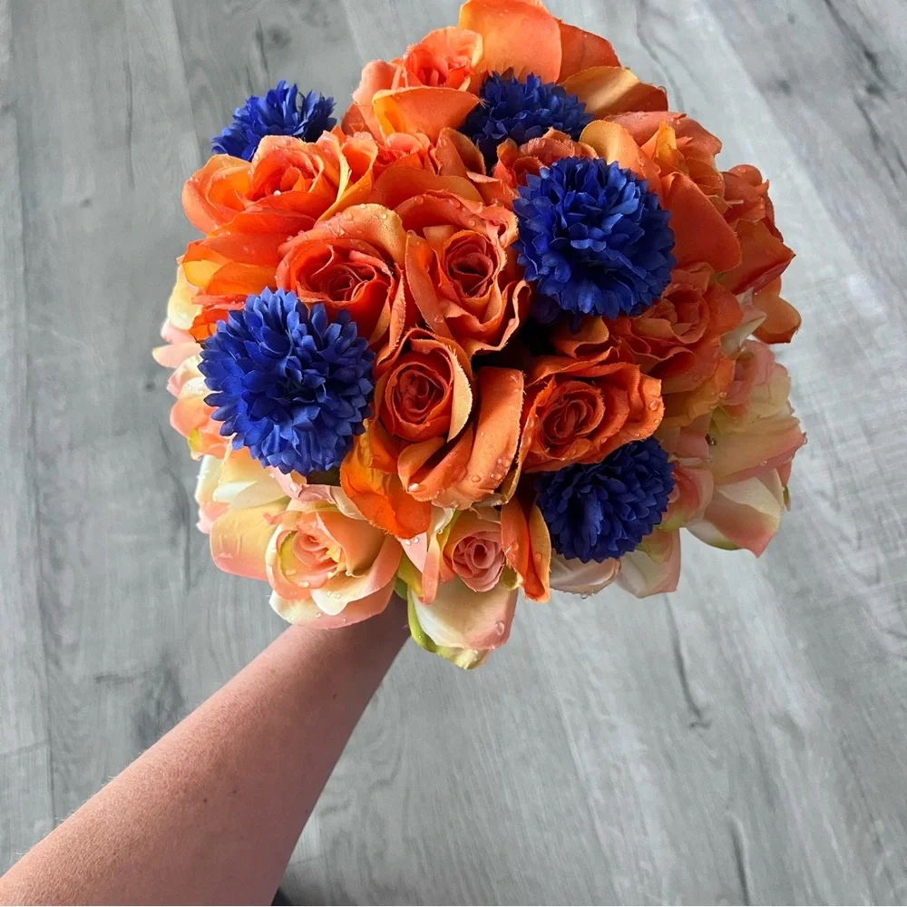 Vibrant Orange and Blue Floral Bouquet